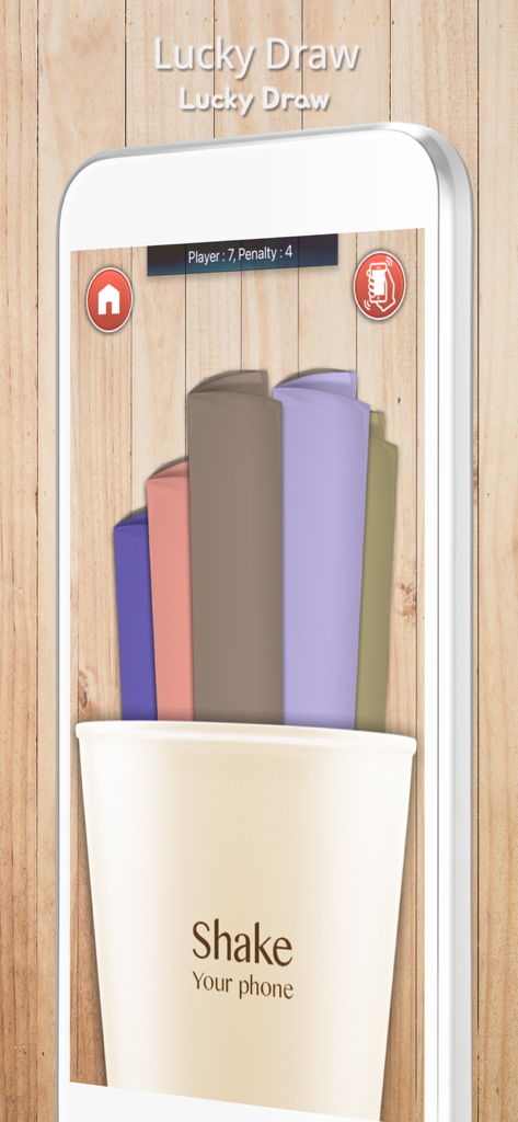 Lucky Draw - Draw Straws - Lucky Draw mobile app interface for drawing paper straws