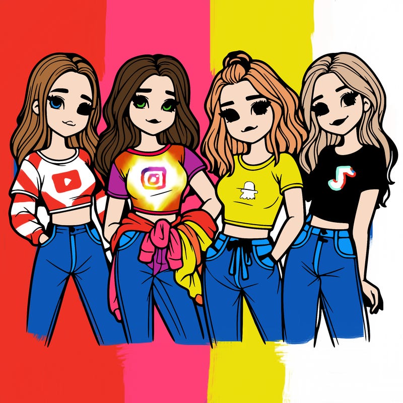 4 teenage girls in big shirts