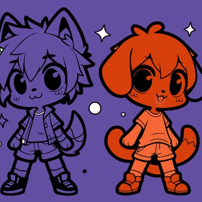 2 chibi catnape und dogday