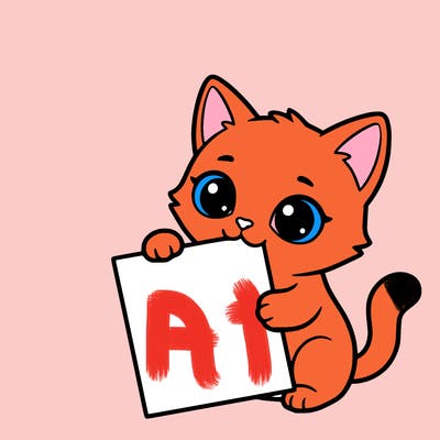 a small cat with a blank sheet of paper in its hand. the cat is sooooooo cute!