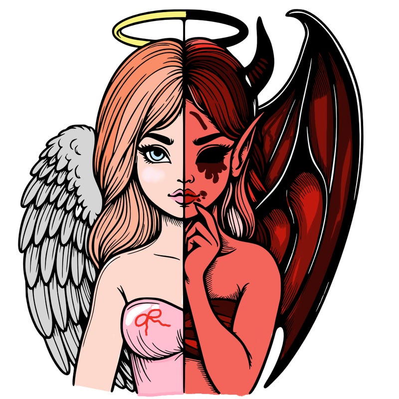realistic angel half demon