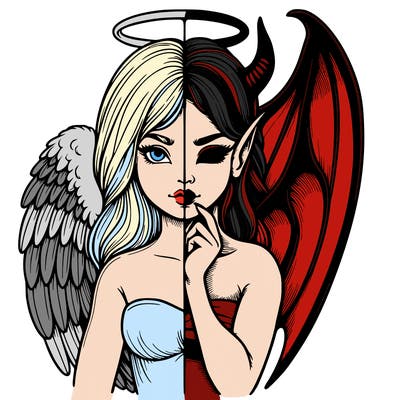 realistic angel half demon