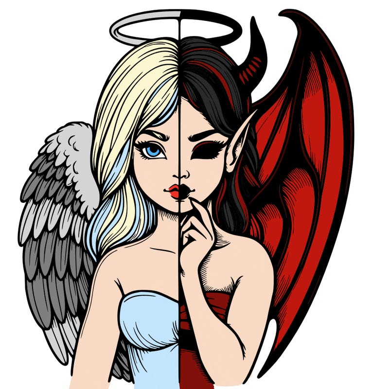 realistic angel half demon