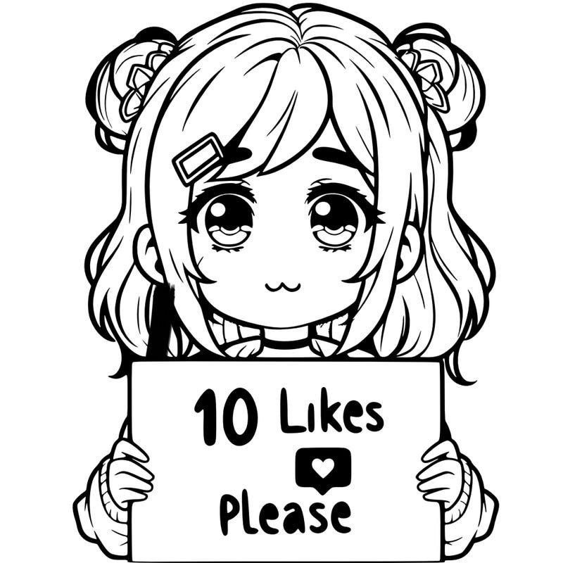 a girl with a sign saying 10 likes please