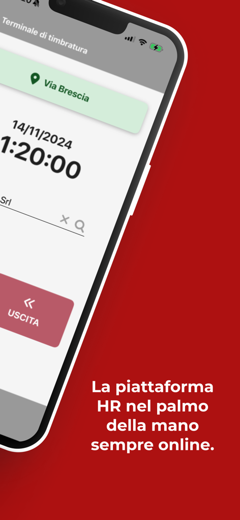 CPeople mobile HR platform interface showing employee clock out screen with location tracking and time