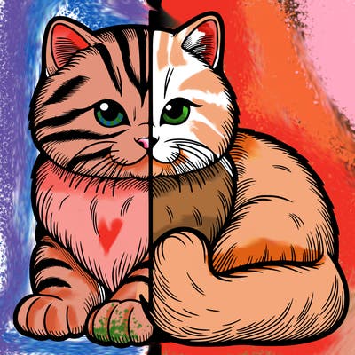 realistic split cat
