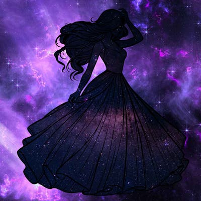 realistic woman with dress flowing in the wind