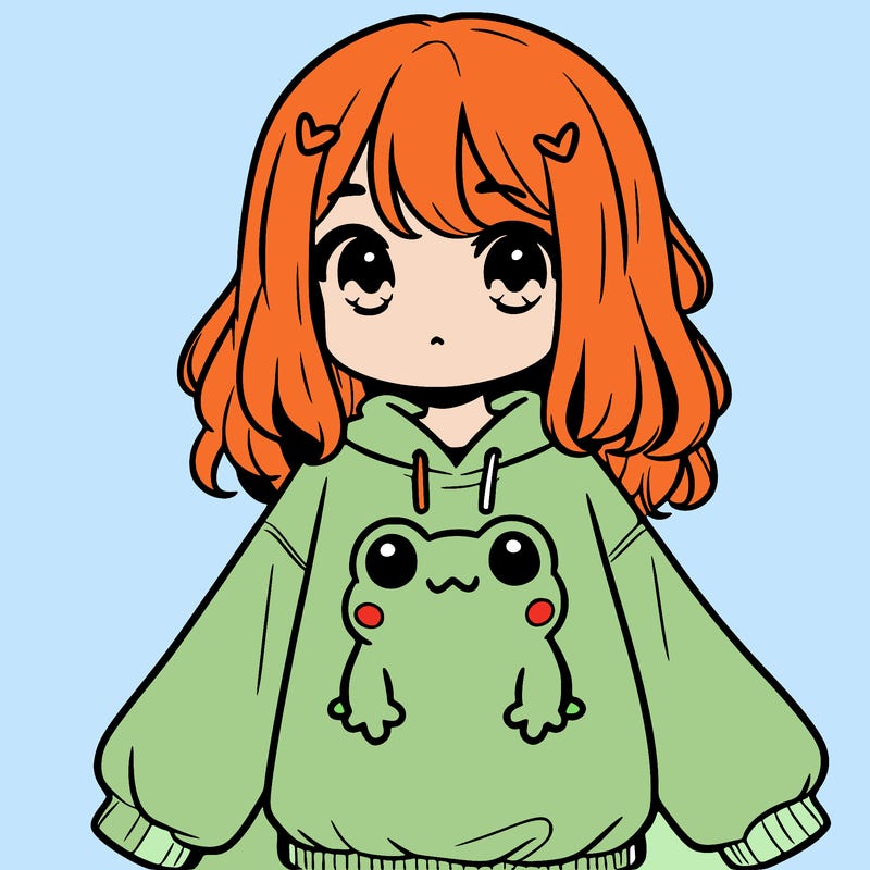 girl wearing frogging sweatshirt