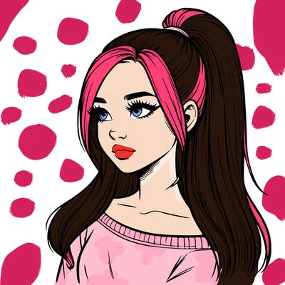 realistic girl with a high ponytail