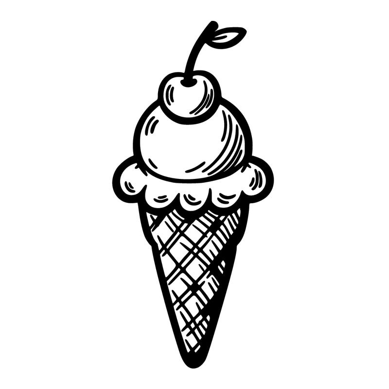ice cream cone with a cherry on top
