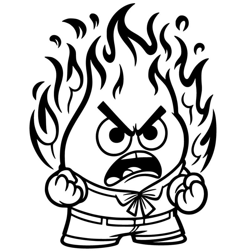 inside out anger with flames