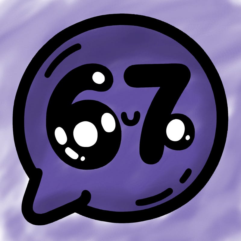 bubble that says 67