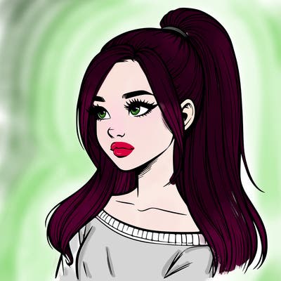 realistic girl with a high ponytail