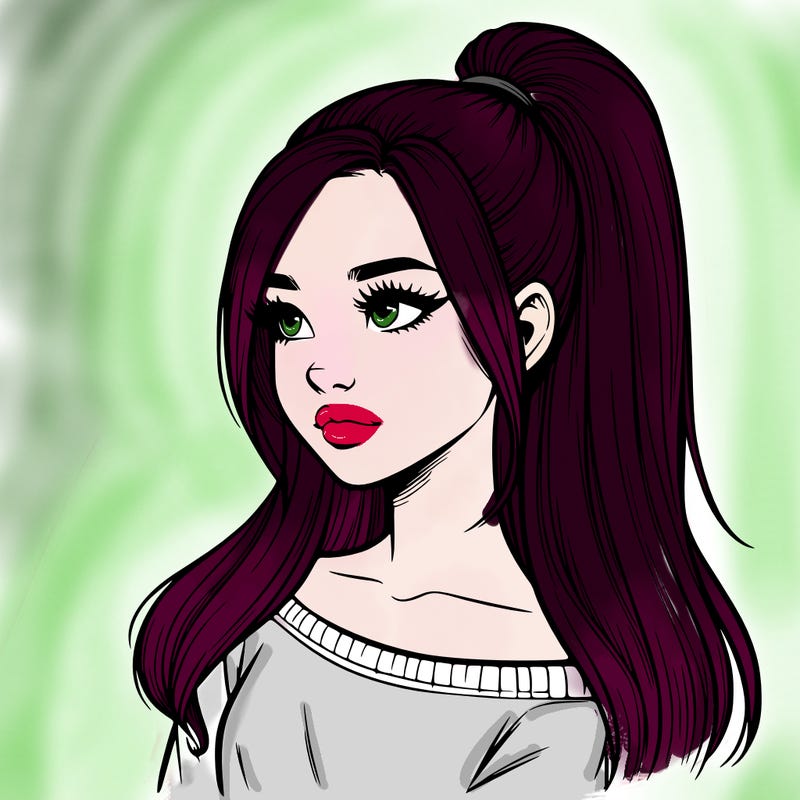 realistic girl with a high ponytail