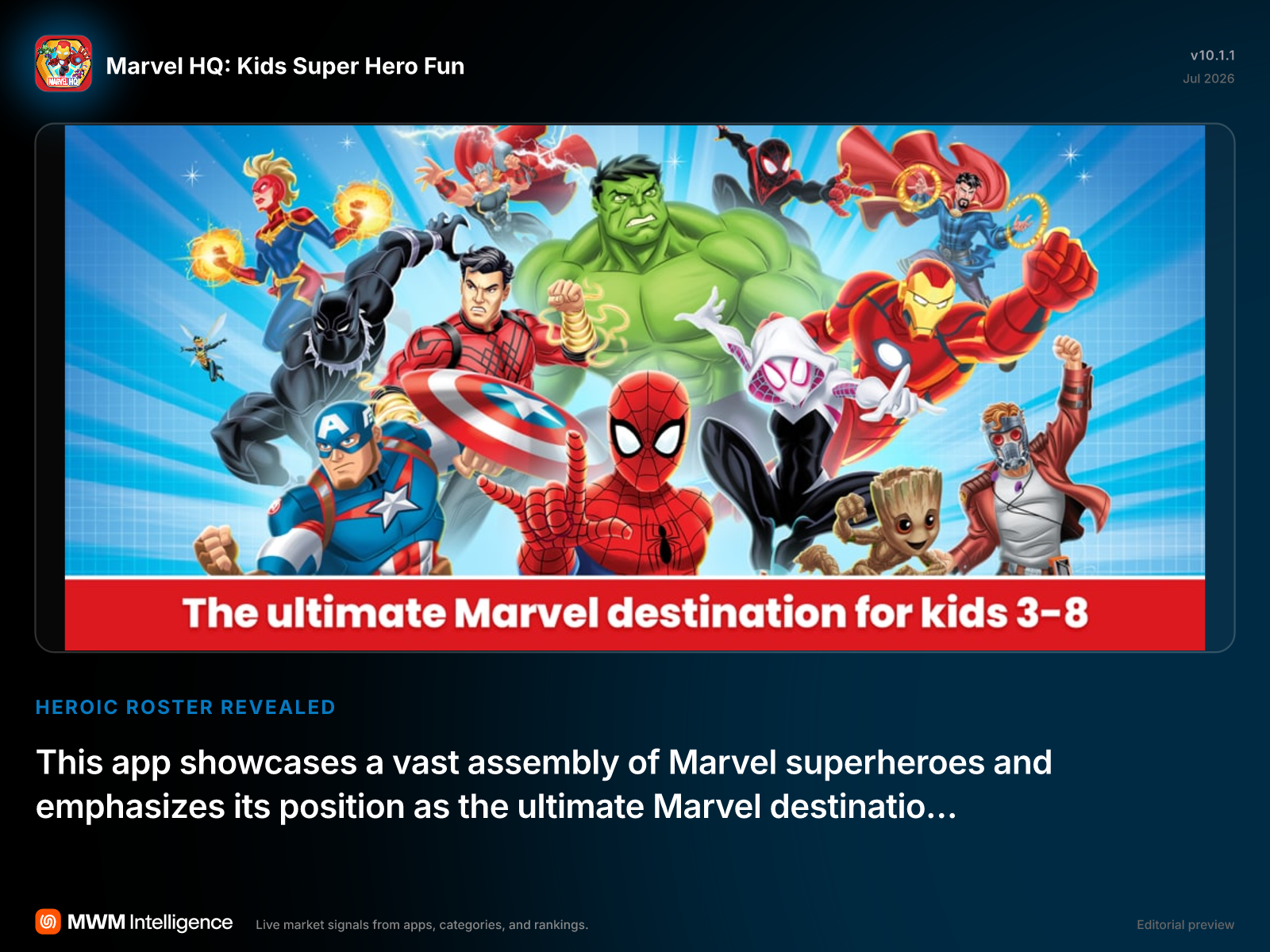 Marvel HQ: Kids Super Hero Fun - Entertainment App | MWM