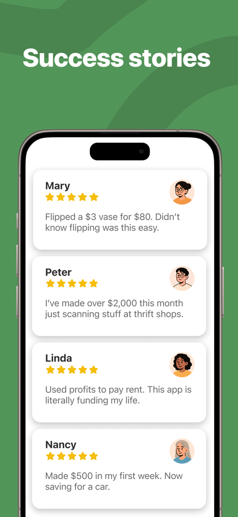 Success stories and testimonials from resellers using ThriftAI app