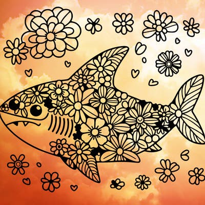 shark made out of flowers
