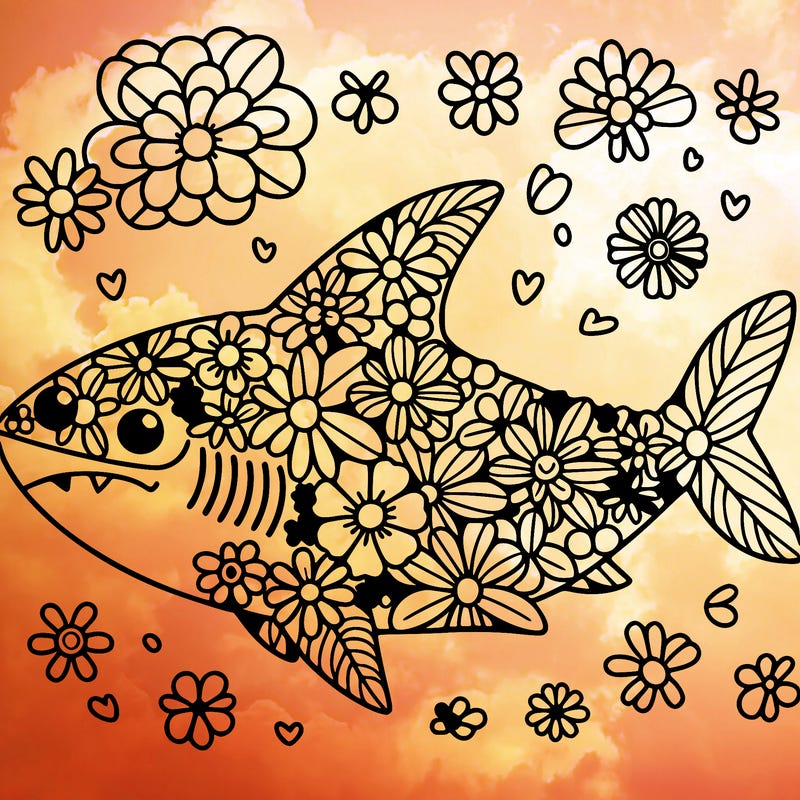 shark made out of flowers