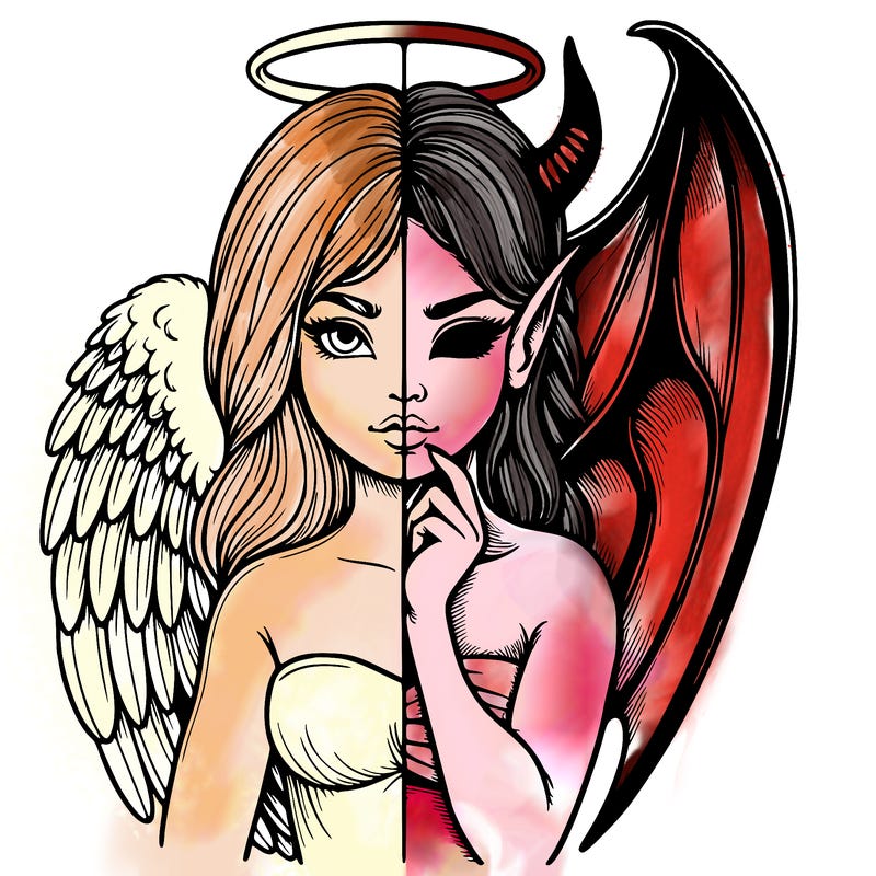 realistic angel half demon