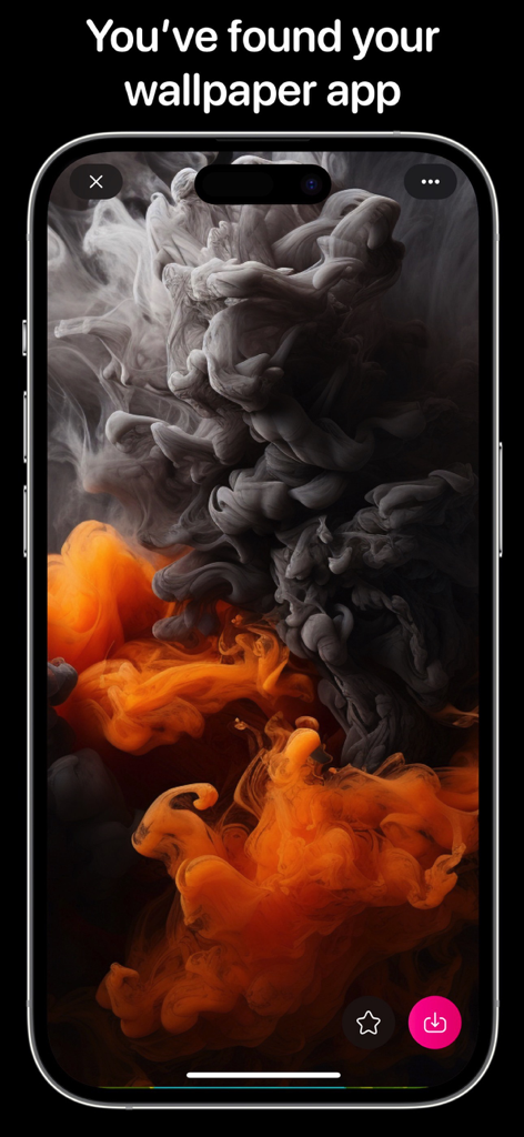 App Everpix che visualizza uno sfondo di fumo astratto arancione e nero di alta qualità su uno schermo iPhone
