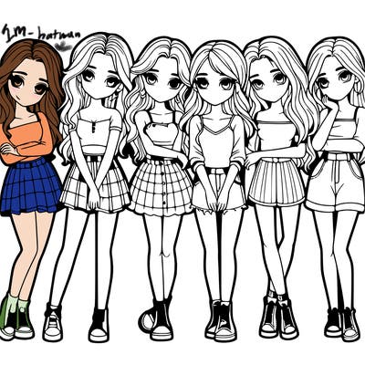 a group of girls realistic