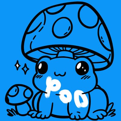 a cute frog with a mushroom hat