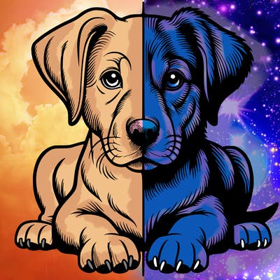 realistic dog split picture