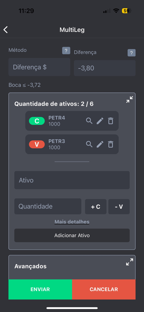 PNT Mobile - PNT Mobile interface for setting up and executing a multileg stock trading strategy