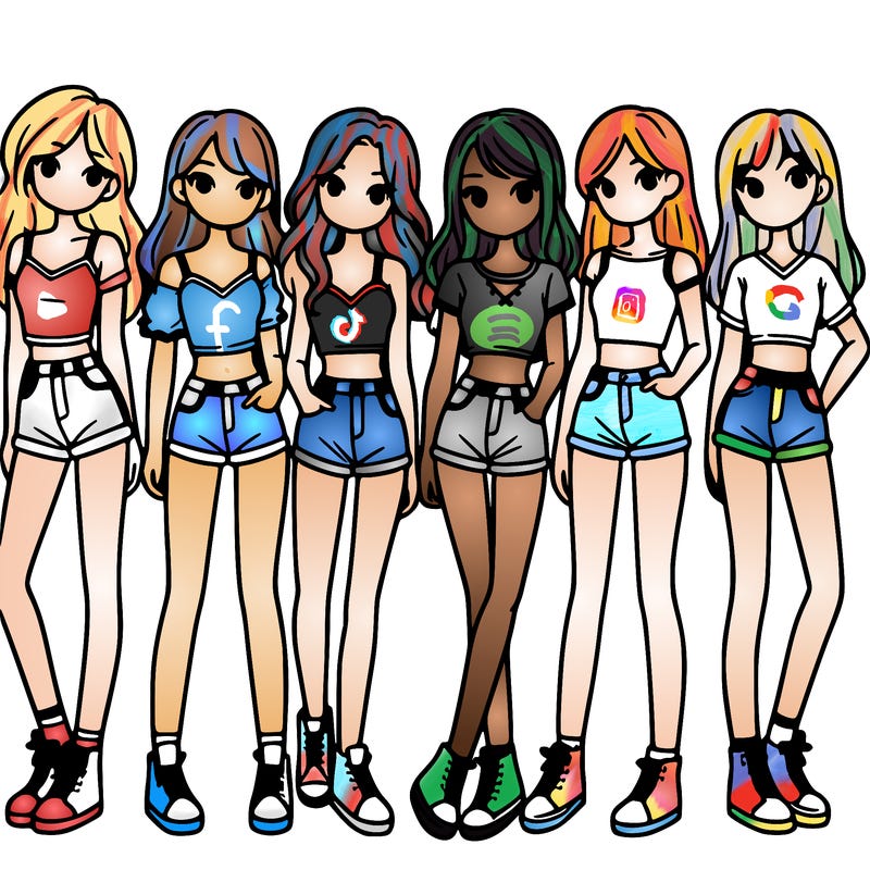 a group of girls wearing crop tops and shorts