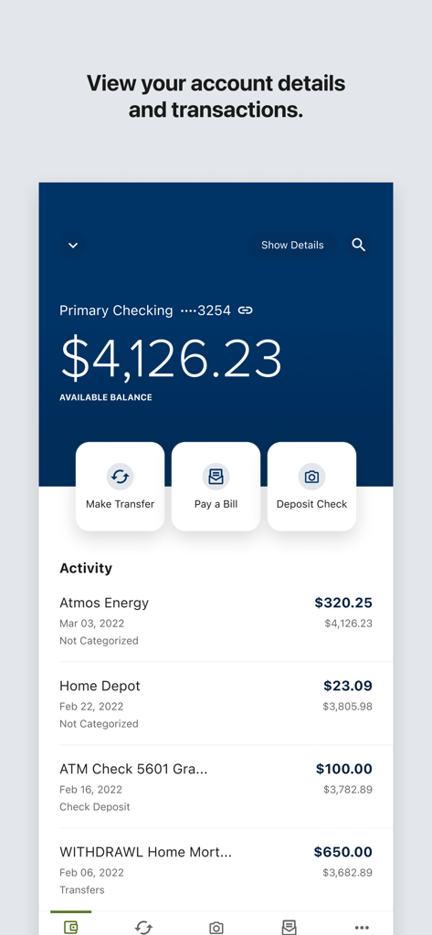Altura Credit Union Mobile App - Screenshot of Altura Credit Union mobile app showing a primary checking account balance and recent transaction activity.