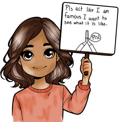 realistic girl holding up a sign