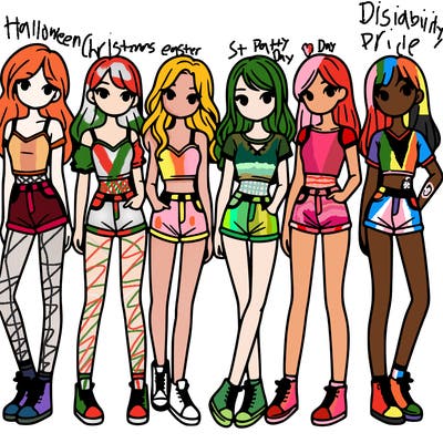 a group of girls wearing crop tops and shorts