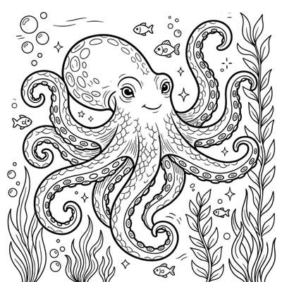 Embark on an exciting underwater journey with our charming Giant Pacific Octopus coloring page! Designed especially for kids, this friendly sea creature is ready to be brought to life with your favorite colors.