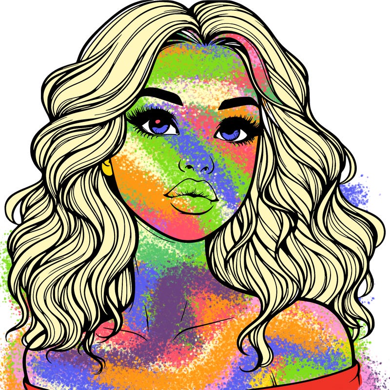 realistic girl with wavy hair and lips