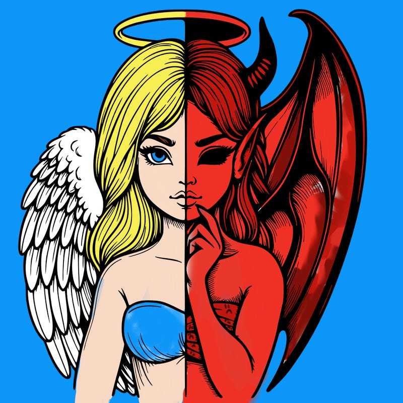 realistic angel half demon