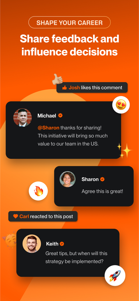 Tigerhall - Tigerhall app interface for sharing professional feedback and influencing decisions