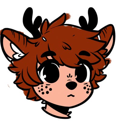 a humanoid deer with soft fluffy ears