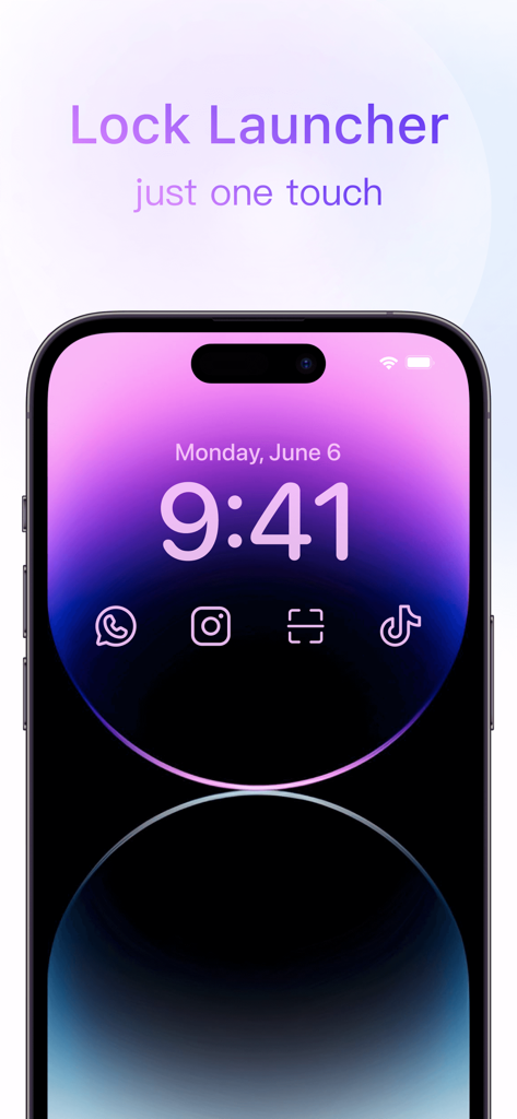 Écran de verrouillage iPhone présentant des raccourcis d'applications personnalisés pour les réseaux sociaux et les outils à l'aide de Lock Launcher