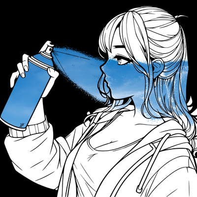 a realistic girl spray, painting