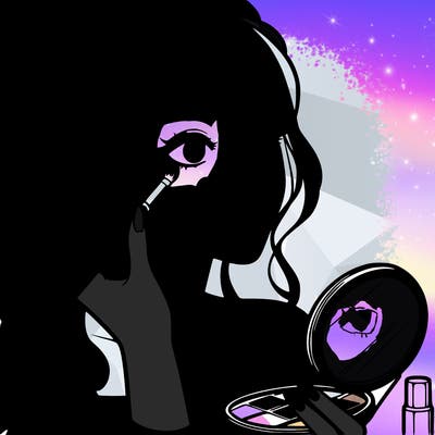 a realistic girl doing her makeup