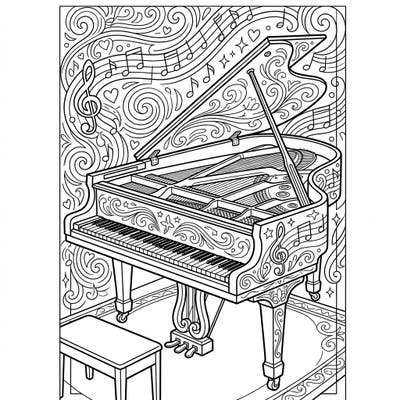 Immerse yourself in the world of music with this exquisite grand piano coloring bookmark. Its intricate details and musical motifs promise a creative and relaxing coloring experience.