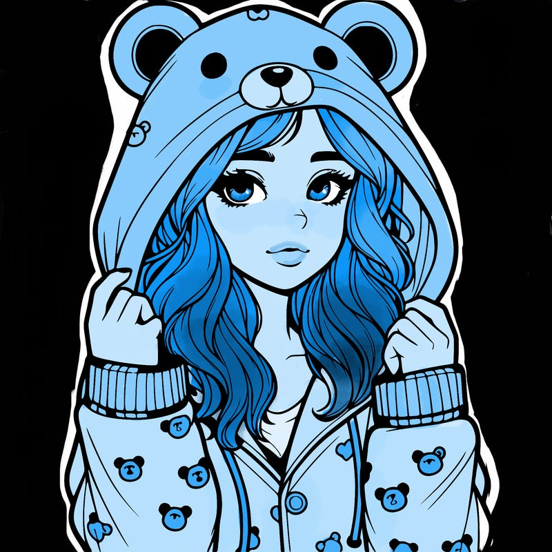 realistic girl in a animal pjs hoodie