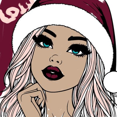 realistic christmas girl with lips