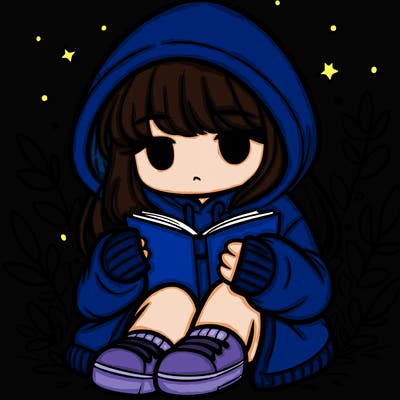 girl in oversized hoodie reading a book