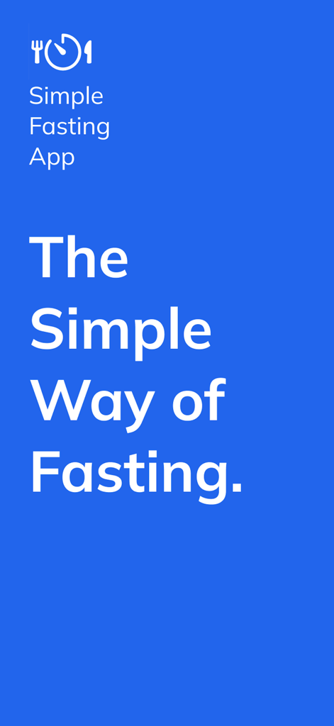 Simple Fasting App - Simple Fasting App logo and tagline stating The Simple Way of Fasting on a blue background