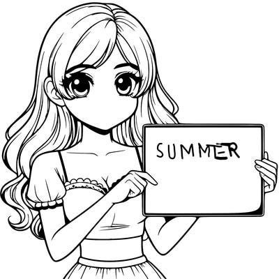 realistic pretty girl holding blank sign