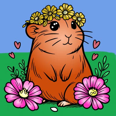 cavia with flowers