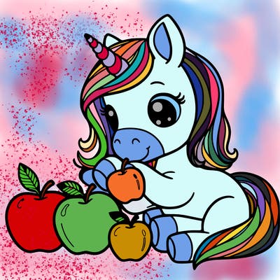 unicorn eating apples