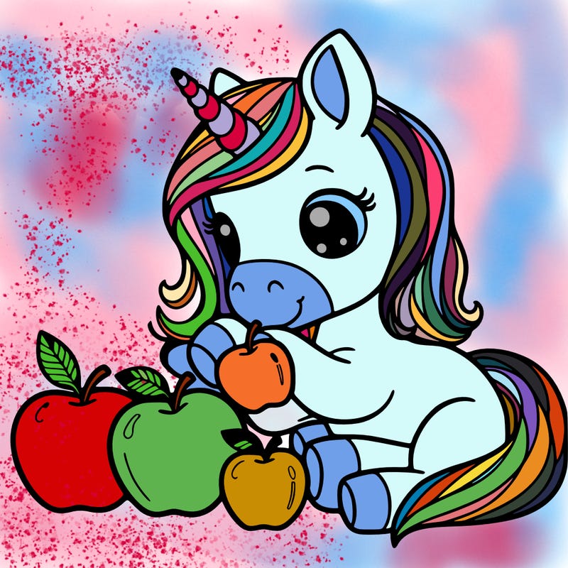 unicorn eating apples
