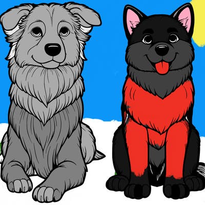 two realistic dogs next to each other